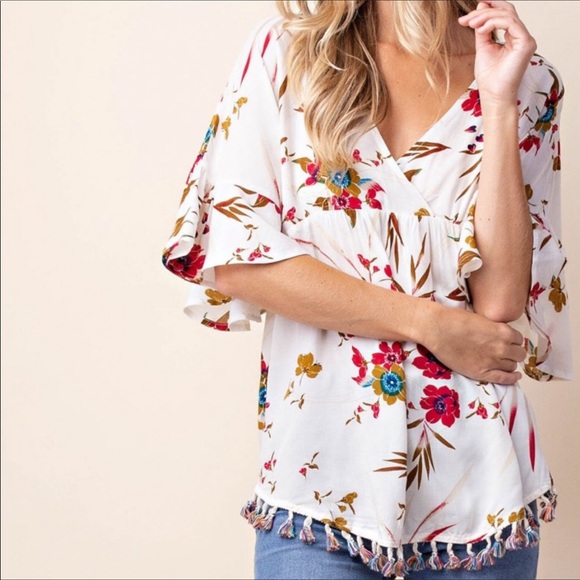 💃Boho Gypsy Floral Print Top Blouse - Picture 4 of 4